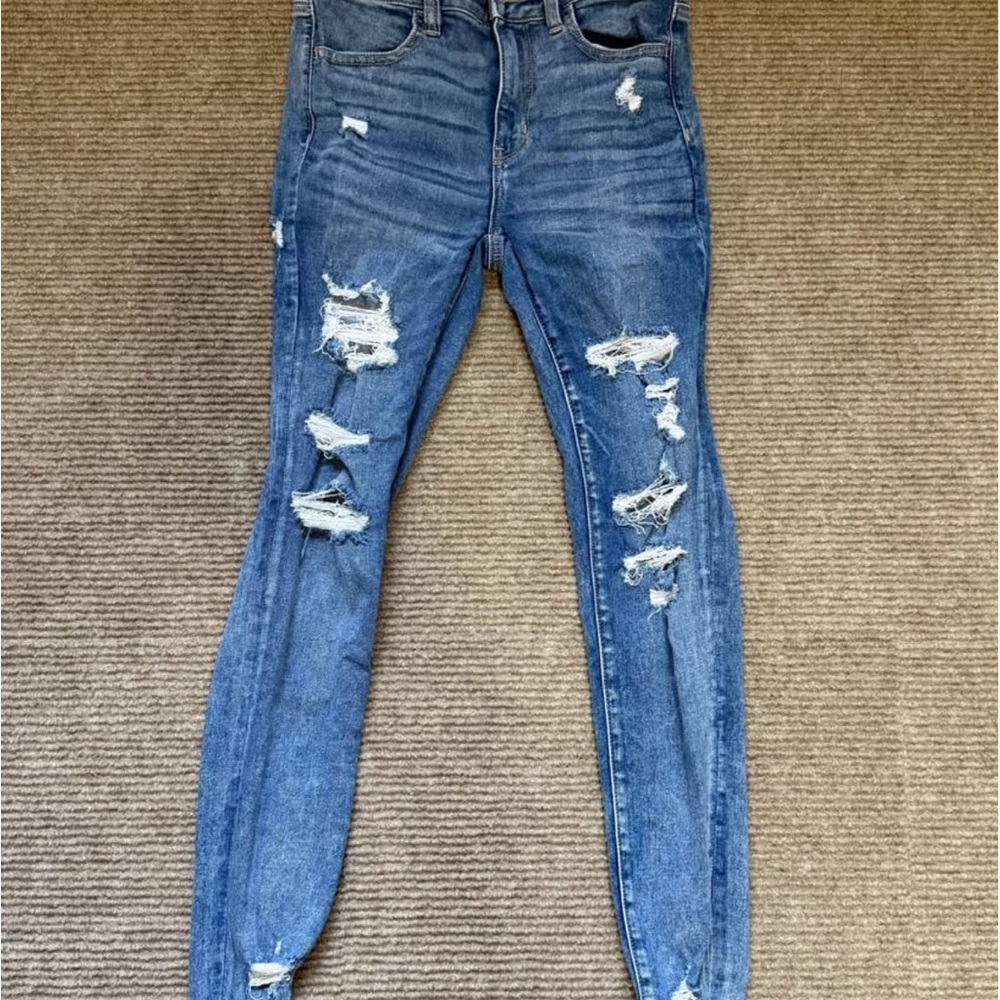 American Eagle Outfitters Ripped Blue Skinny Jeans